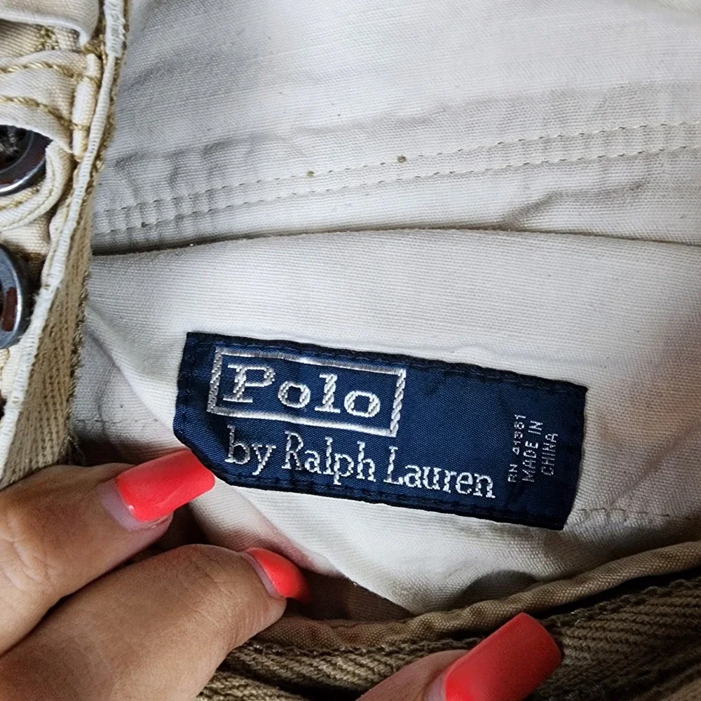 Polo Ralph Lauren Cargo Pants Mens 36x32 Military Vintage Tan Cotton EUC